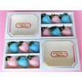 6pcs Pink & Blue Chocolate Strawberries Gift Box